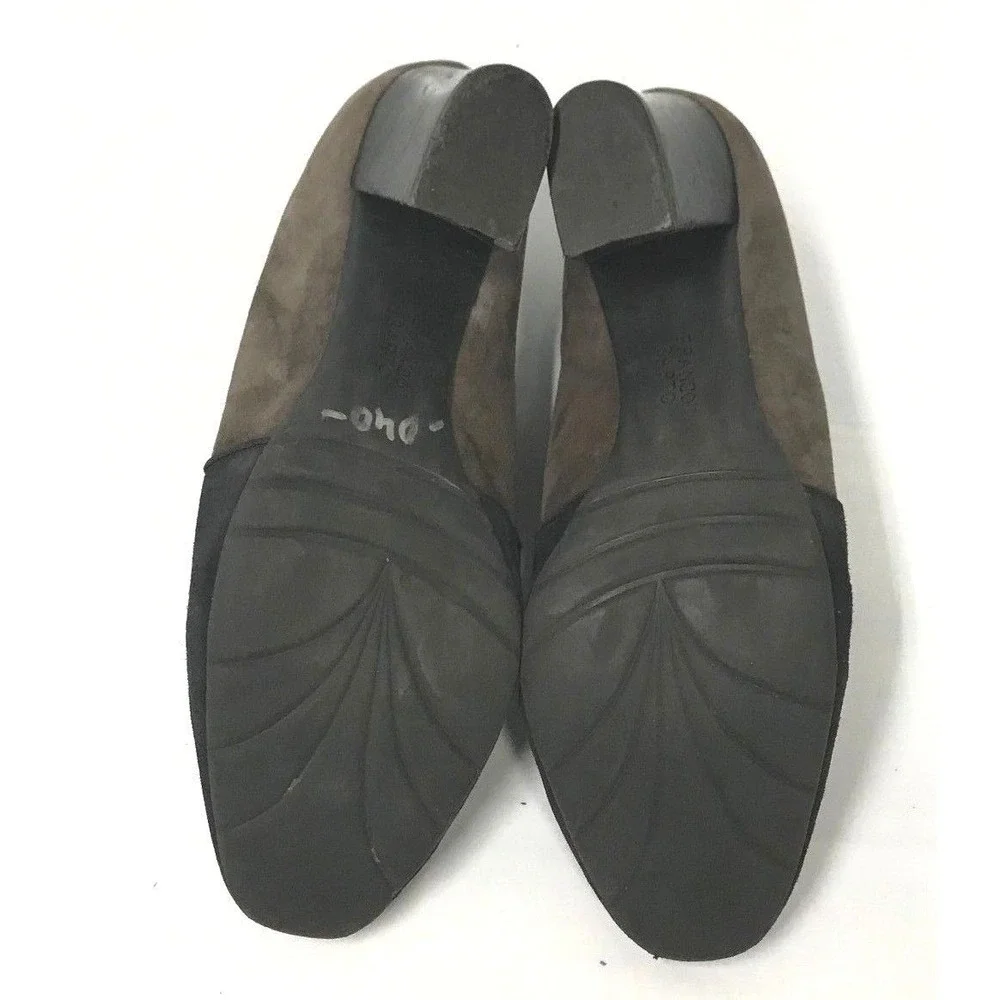 Franco Sarto Womens Black‎ Brown Suede Block Heel Booties Shooties Size 9